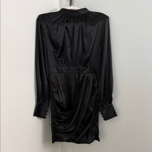 High Neck Black Satin Dress